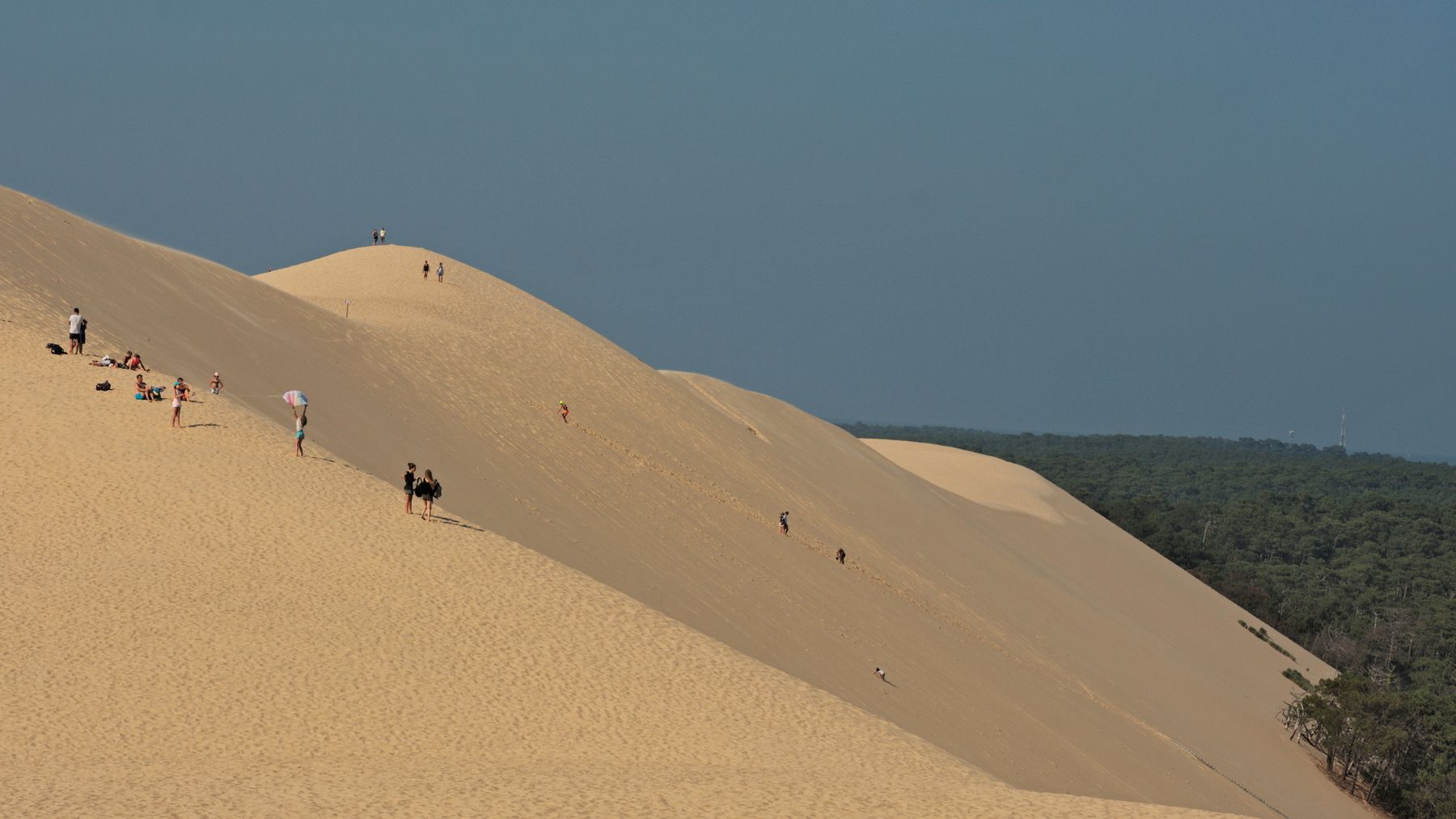 Visiteurs gravissant la Dune du Pilat près d'Arcachon